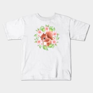 Squirrel and flowers Kids T-Shirt